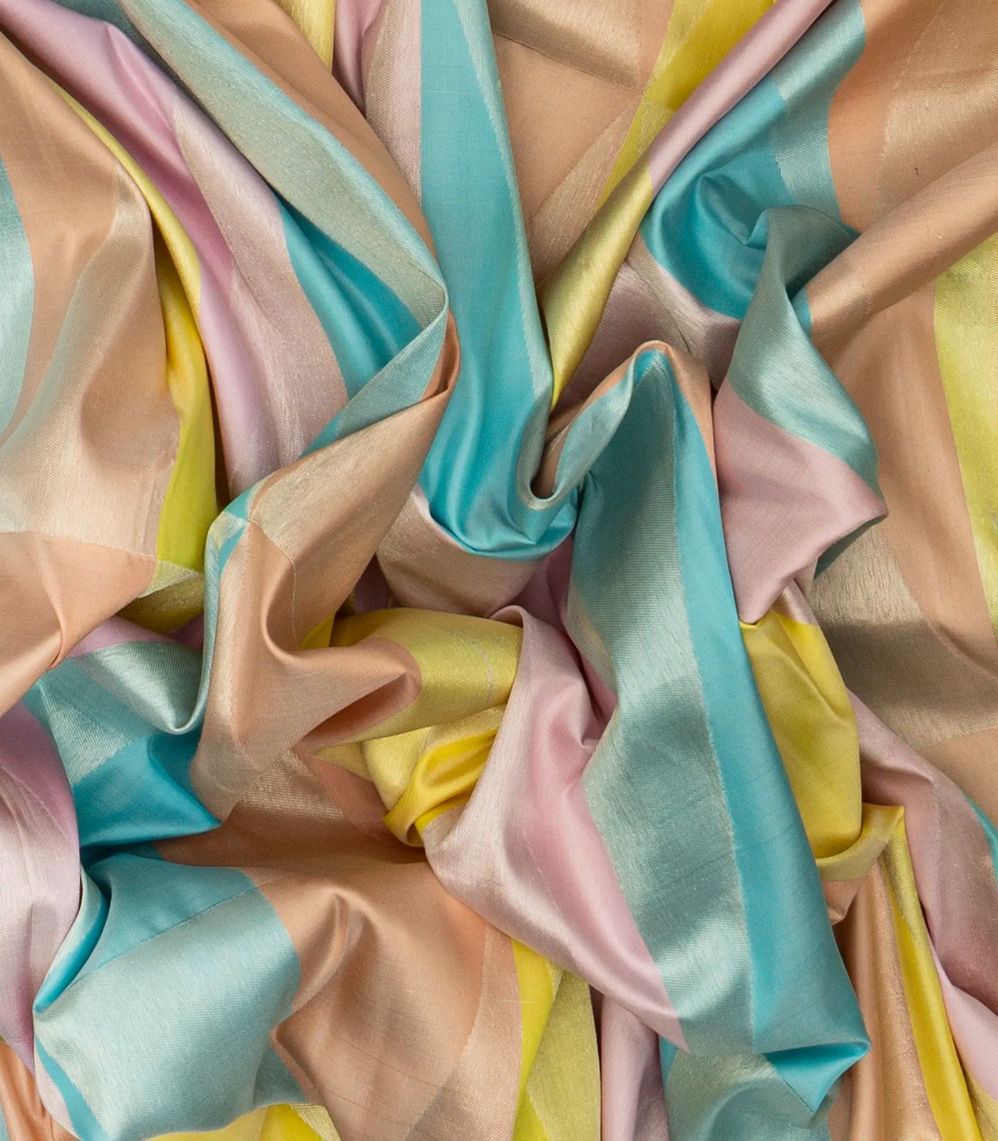 Multi Color Handloom Kanchipuram Silk Saree With Triangle Motifs