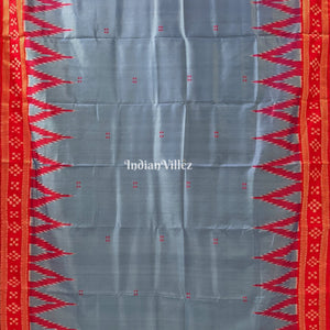 Sky Blue Khandua Silk Saree with Anchal & Border Pasapali Theme
