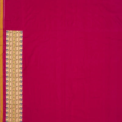 Mustard Handloom Banarasi Silk Saree With Meena Floral Buttas