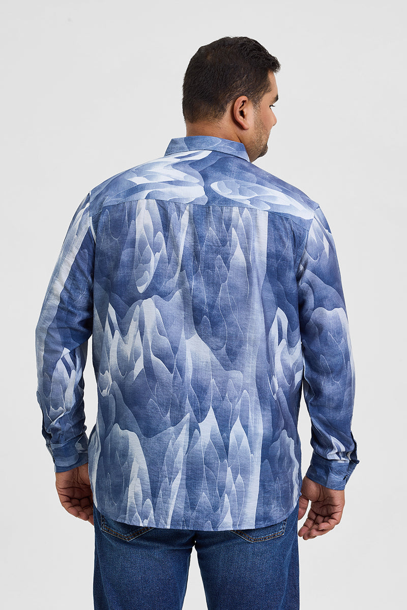 Blue Abstract Regular Fit Shirt