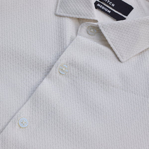 White Textured Slim Fit Shirt