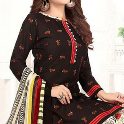 Dark Brown Casual Wear Printed Leon Patiala Dress Material