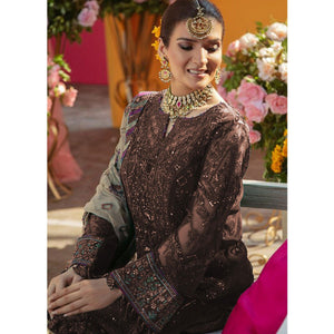 Dark Brown Embroidered Georgette Suit