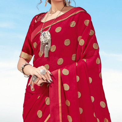 Dark Gajari Pink  casual Wear Printed Chiffon Saree