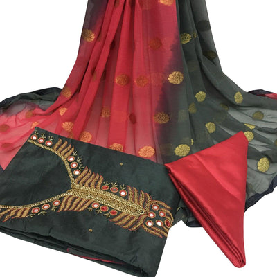 Dark Gray Embroidered Santoon Dress Material