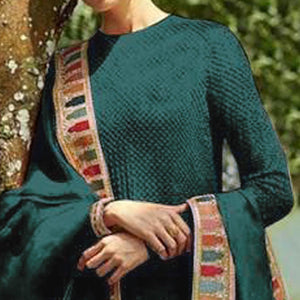 Dark Green Sequins Embroidered Georgette Salwar Suit
