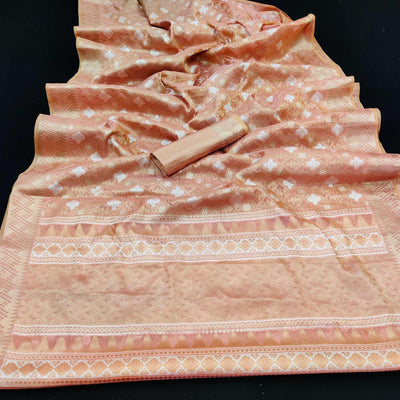Dark Peach Festive Wear Woven Art Silk Saree