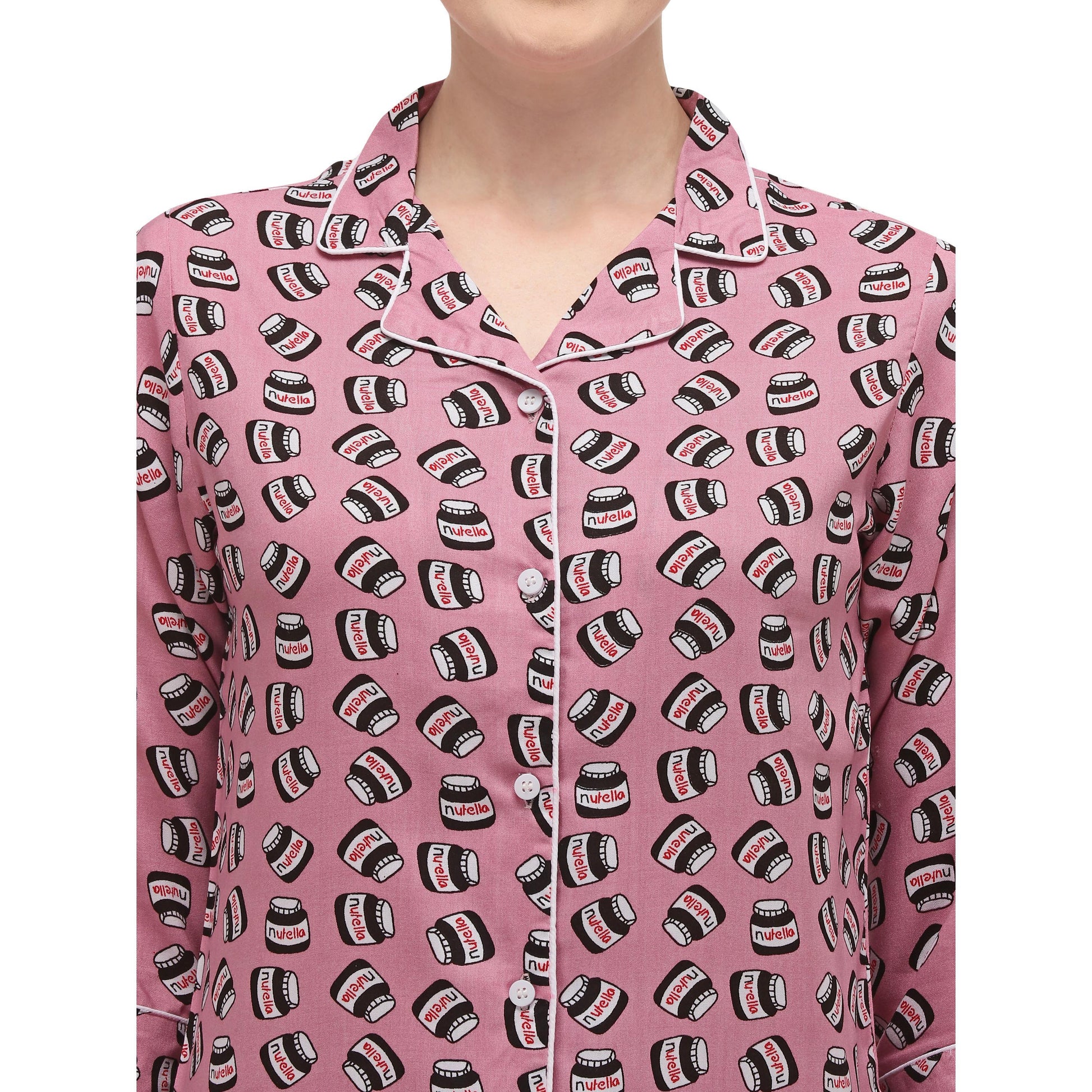 Dark pink Casual Wear Printed Rayon Night Suit