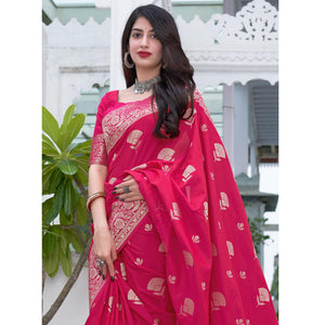 Dark Pink Festive Wear Designer Woven Silk Saree