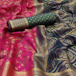 Dark Pink Festive Wear Woven Patola Silk Saree