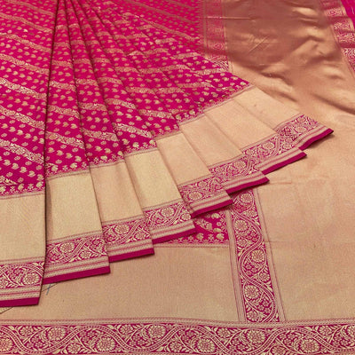 Dark Pink Floral Zari Woven Art Silk Saree