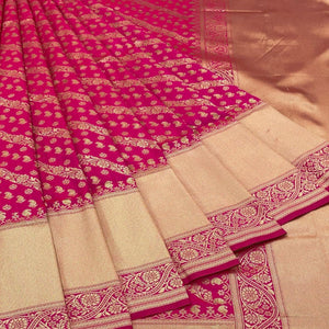 Dark Pink Floral Zari Woven Art Silk Saree