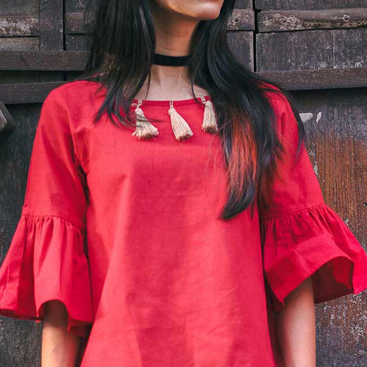 Dark Pink-Off-White Solid Khaadi Top-Bottom Set