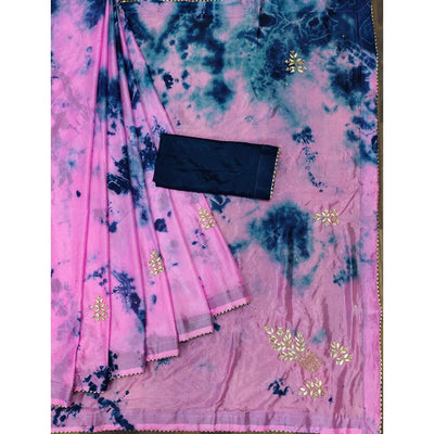 Dark Pink Printed Chiffon Saree