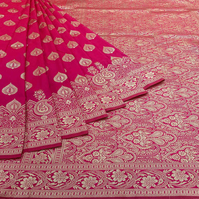Dark Pink Zari Woven Art Silk Saree