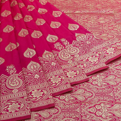 Dark Pink Zari Woven Art Silk Saree