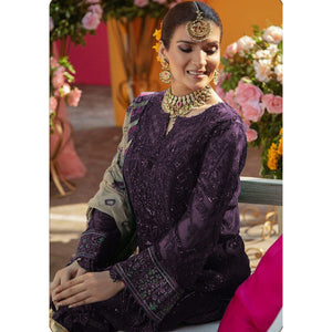Dark Purple Embroidered Georgette Suit