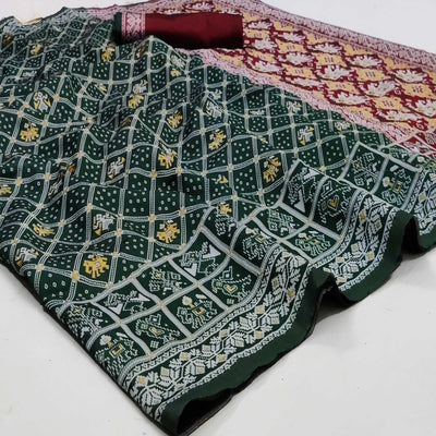 Dark Rama Green Festive Wear Woven Soft Silk Patola Saree