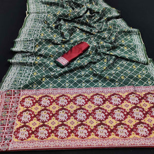 Dark Rama Green Festive Wear Woven Soft Silk Patola Saree