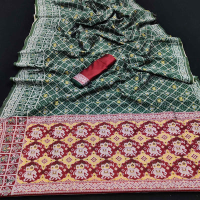 Dark Rama Green Festive Wear Woven Soft Silk Patola Saree