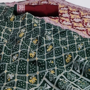 Dark Rama Green Festive Wear Woven Soft Silk Patola Saree