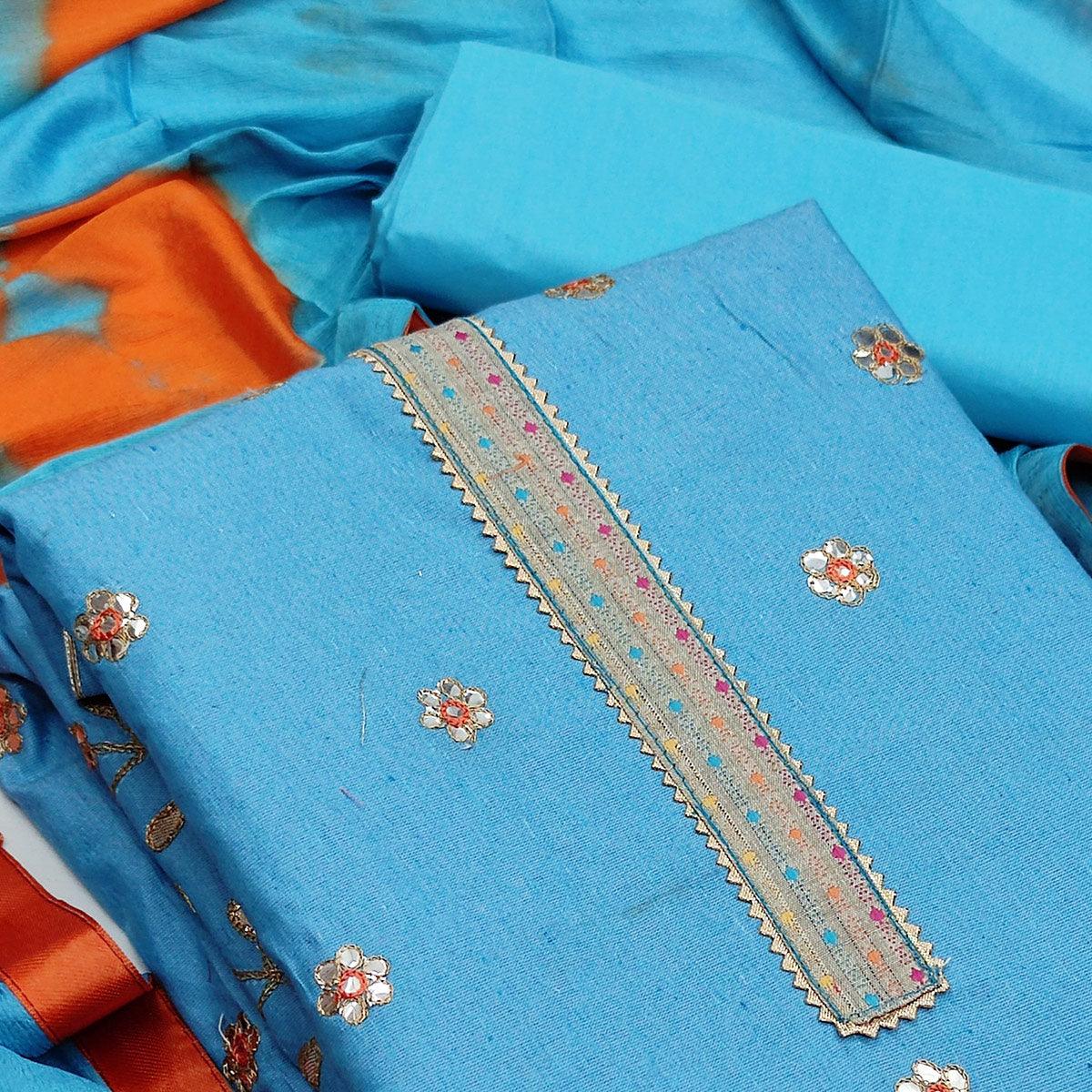 Dark Sky Festive Wear Gotta Plus Handwork Cotton Dress Material