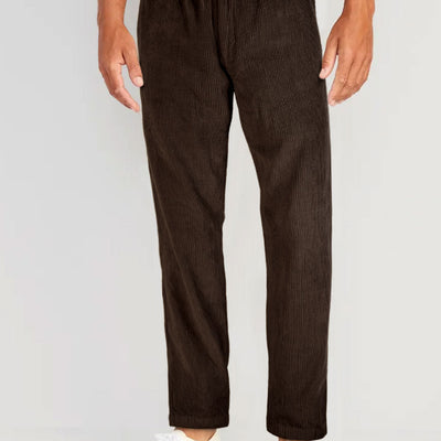 Dark Brown Stretch Pin Corduroy Easy Pants