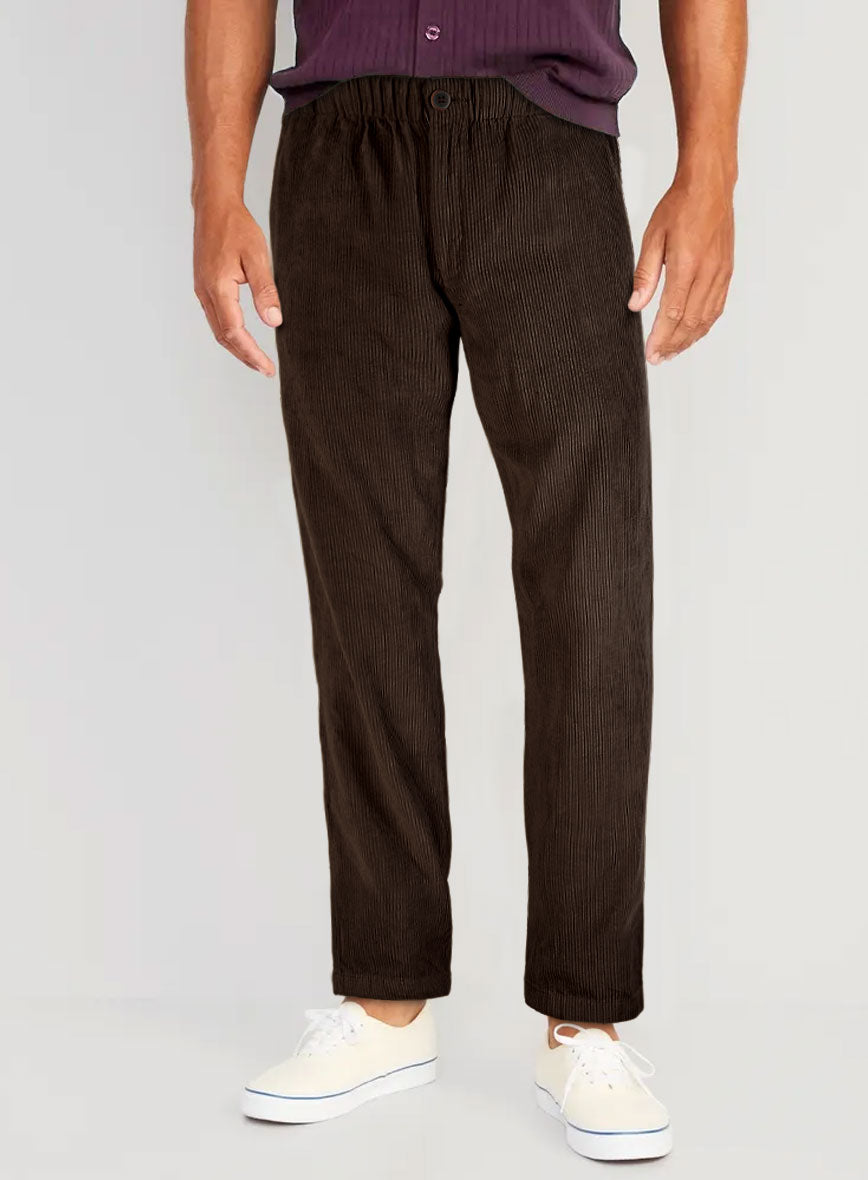 Dark Brown Stretch Pin Corduroy Easy Pants