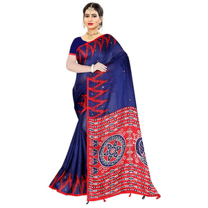 Dazzling Blue Coloured Casual Wear Printed Cotton Jute Saree
