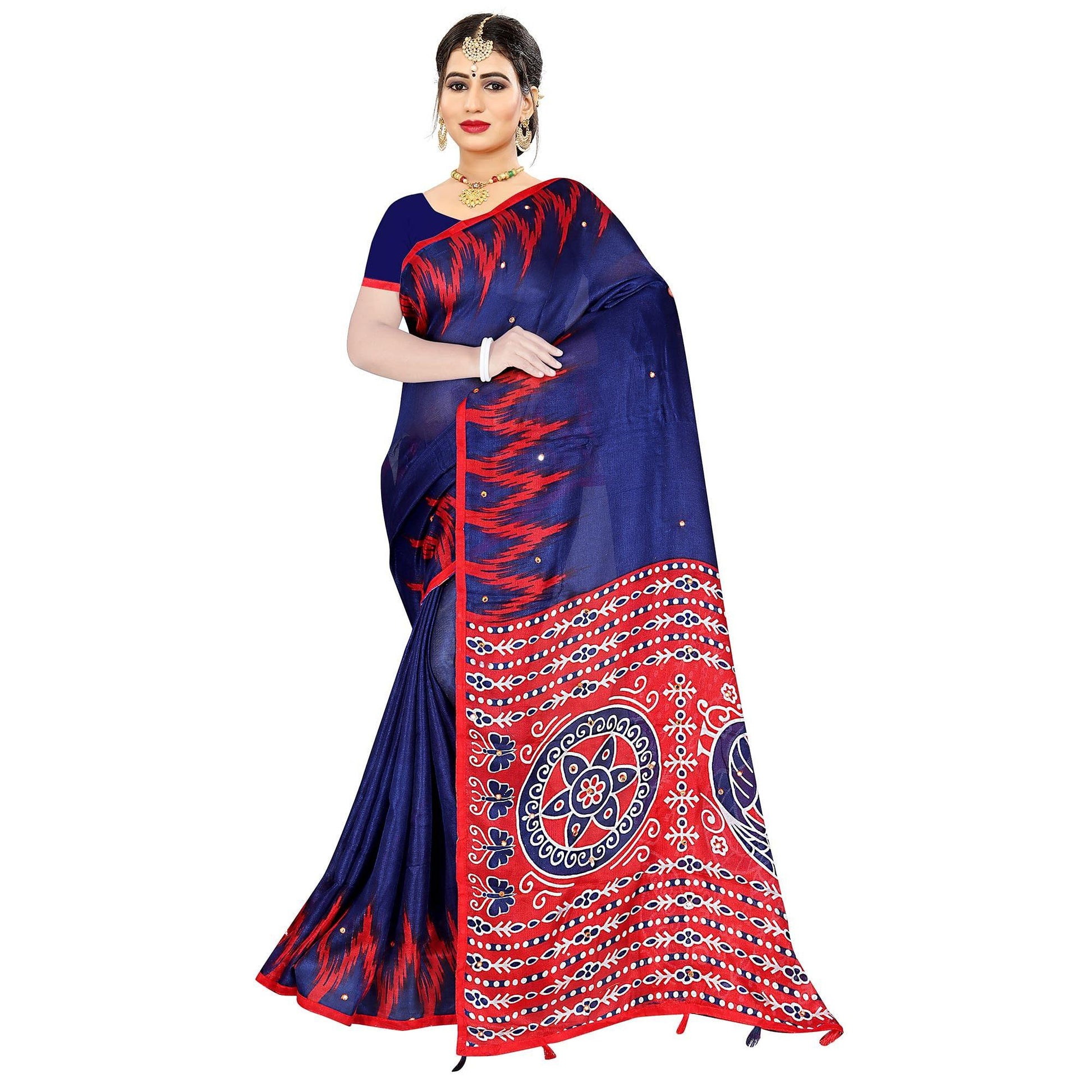 Dazzling Blue Coloured Casual Wear Printed Cotton Jute Saree