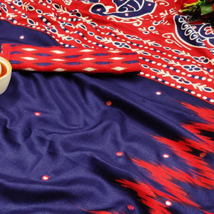 Dazzling Blue Coloured Casual Wear Printed Cotton Jute Saree