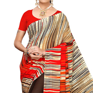 Dazzling Coffee Brown Colored Casual Wear Printed Georgette Saree