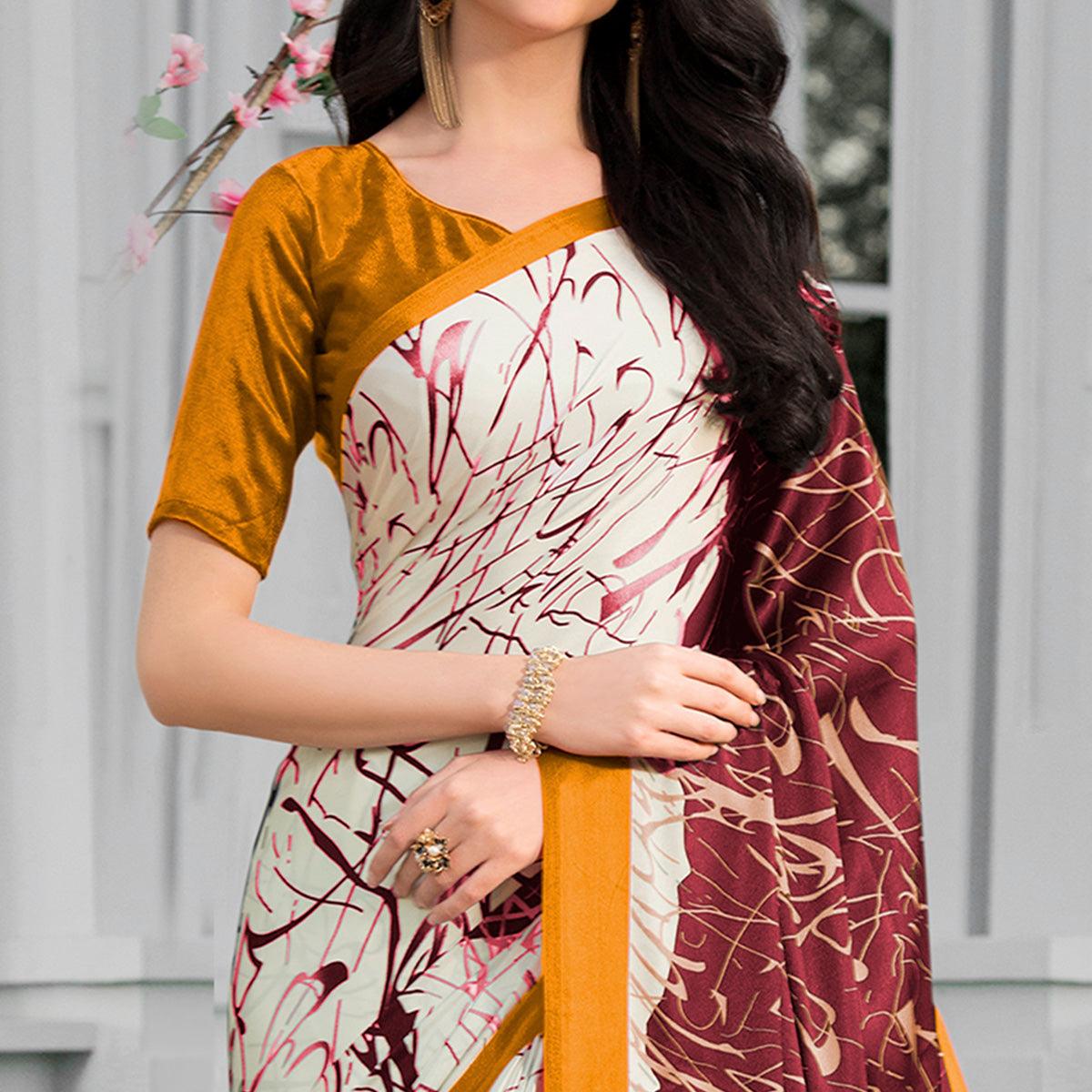 Dazzling Multicolor Colored Party Wear Designer Printed Half-Half Satin Saree