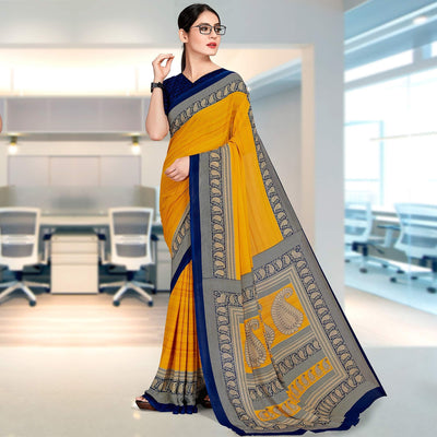 Dazzling Mustard Coloured Casual Wear Printed Georgette Saree