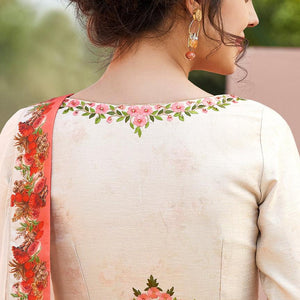 Dazzling Off-White Colored Designer Partywear Embroidered Silk Lehenga Choli