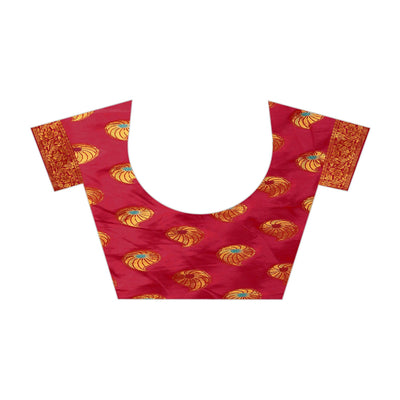 Dazzling Orange Colored Festive Wear Woven Art Silk Saree