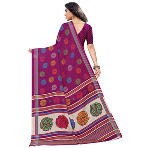 Dazzling Purple Colored Casual Wear Printed Jute Silk Saree