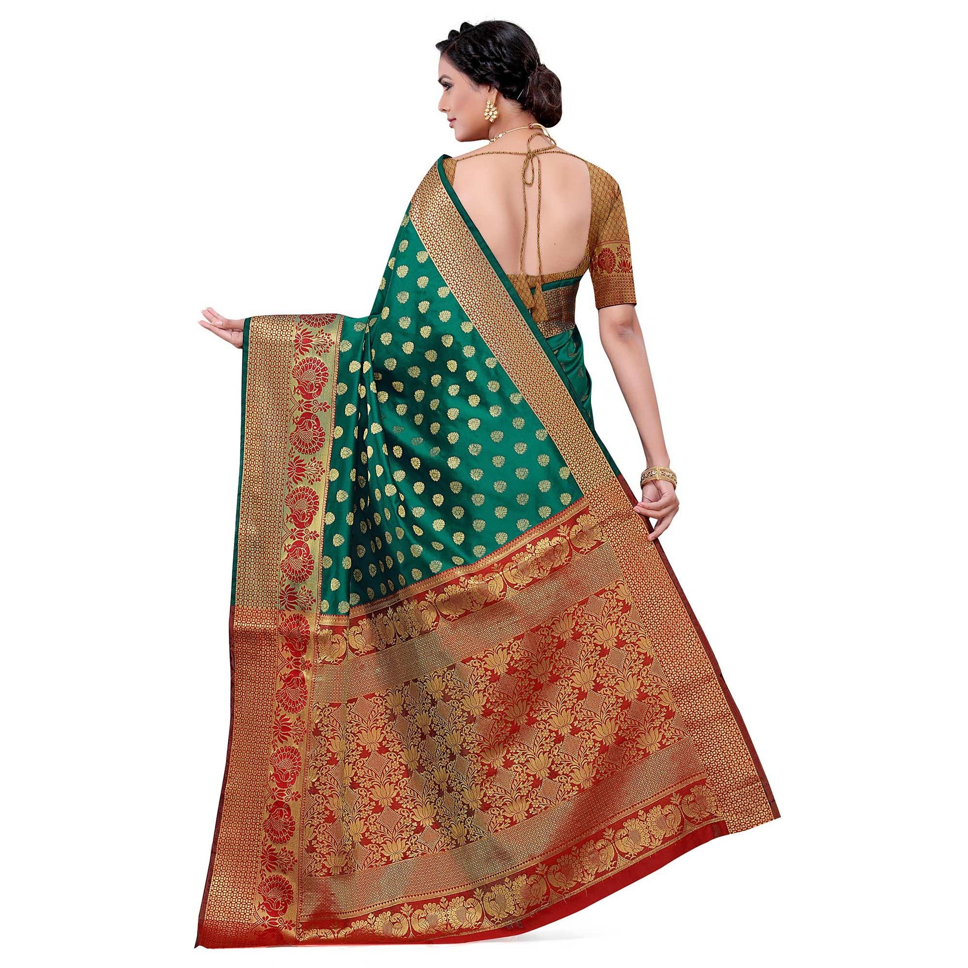 Dazzling Rama Green Colored Festive Wear Woven Kota Art Silk Banarasi Saree