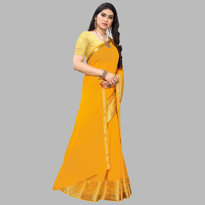 Dazzling Yellow Colored Festive Wear Woven Chiffon Saree