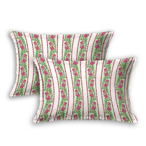 Cherry Green Boota Block Print Pure Cotton King Size Double BedSheet