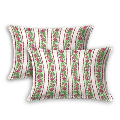Cherry Green Boota Block Print Pure Cotton King Size Double BedSheet