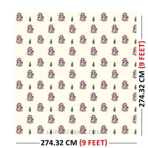 Cherry Green Boota Block Print Pure Cotton King Size Double BedSheet