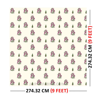 Cherry Green Boota Block Print Pure Cotton King Size Double BedSheet