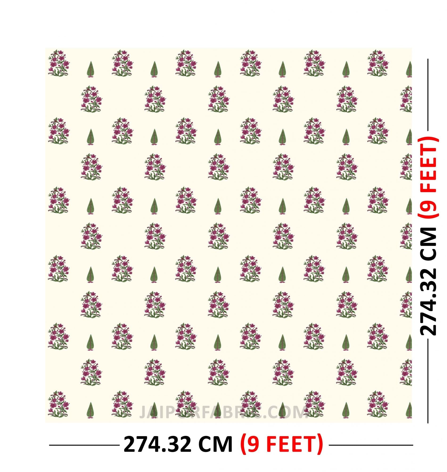 Cherry Green Boota Block Print Pure Cotton King Size Double BedSheet