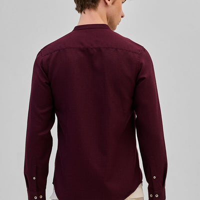 Maroon Mandarin Slim Fit Shirt
