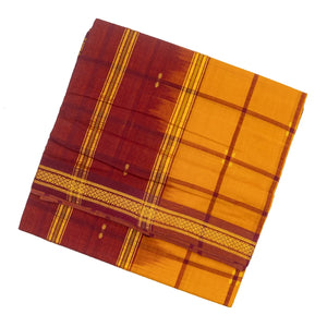 Mustard Handloom Kadapa Cotton Saree With Checks