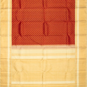 Crimson Handloom Kanchipuram Korvai Silk Saree With Floral Stripes