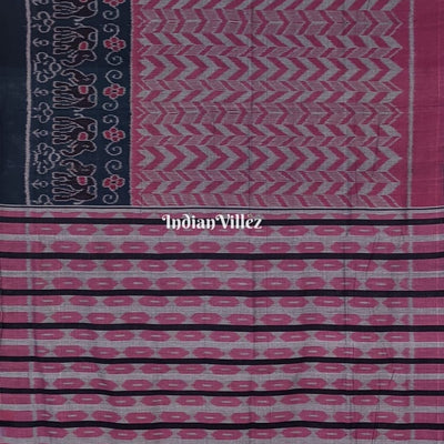 Charcoal Mauve Sambalpuri Ikat Cotton Saree