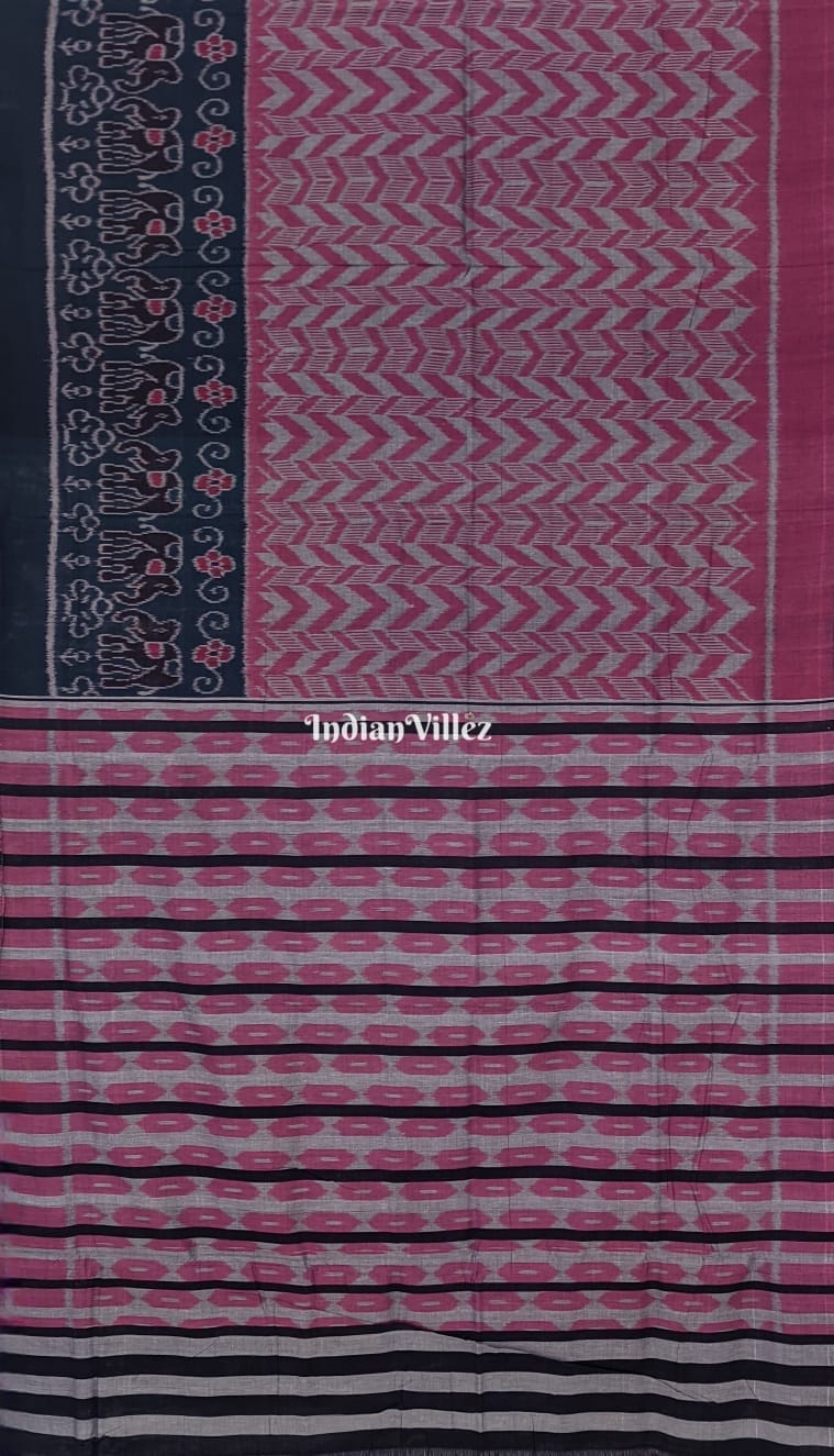 Charcoal Mauve Sambalpuri Ikat Cotton Saree