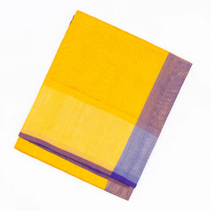 Yellow Handloom Uppada Plain Silk Saree With Purple Border